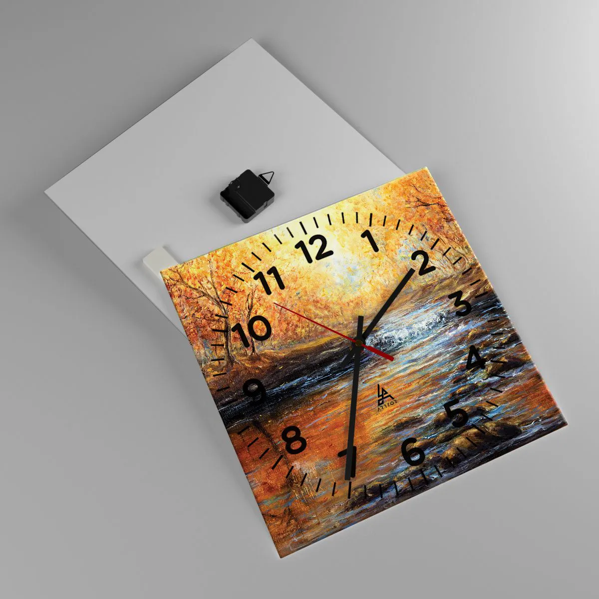 Wanduhr - Glasuhr - Der goldene Strom - 40x40 cm