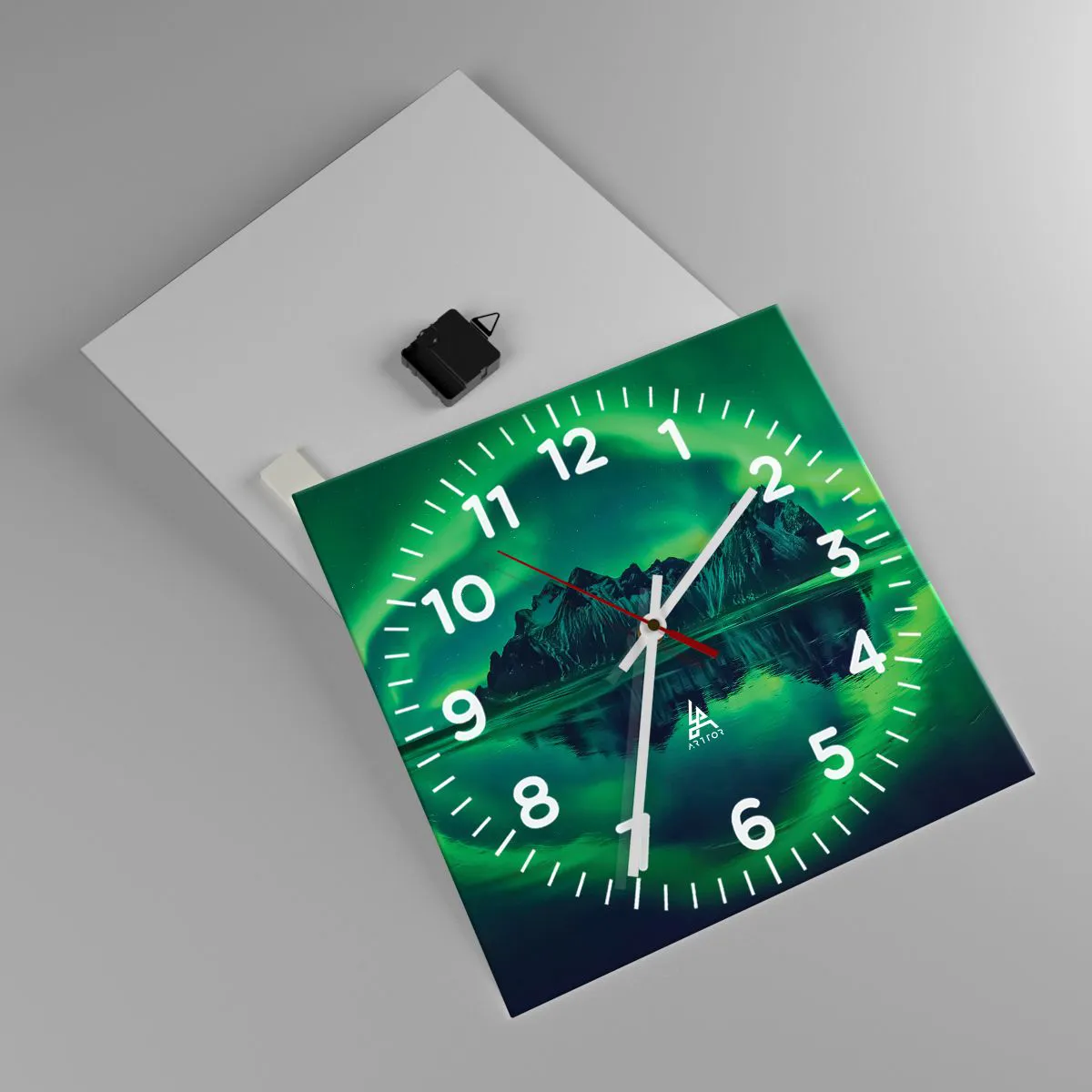 Relógio de parede - Relógio em vidro - Nos braços da aurora - 40x40 cm