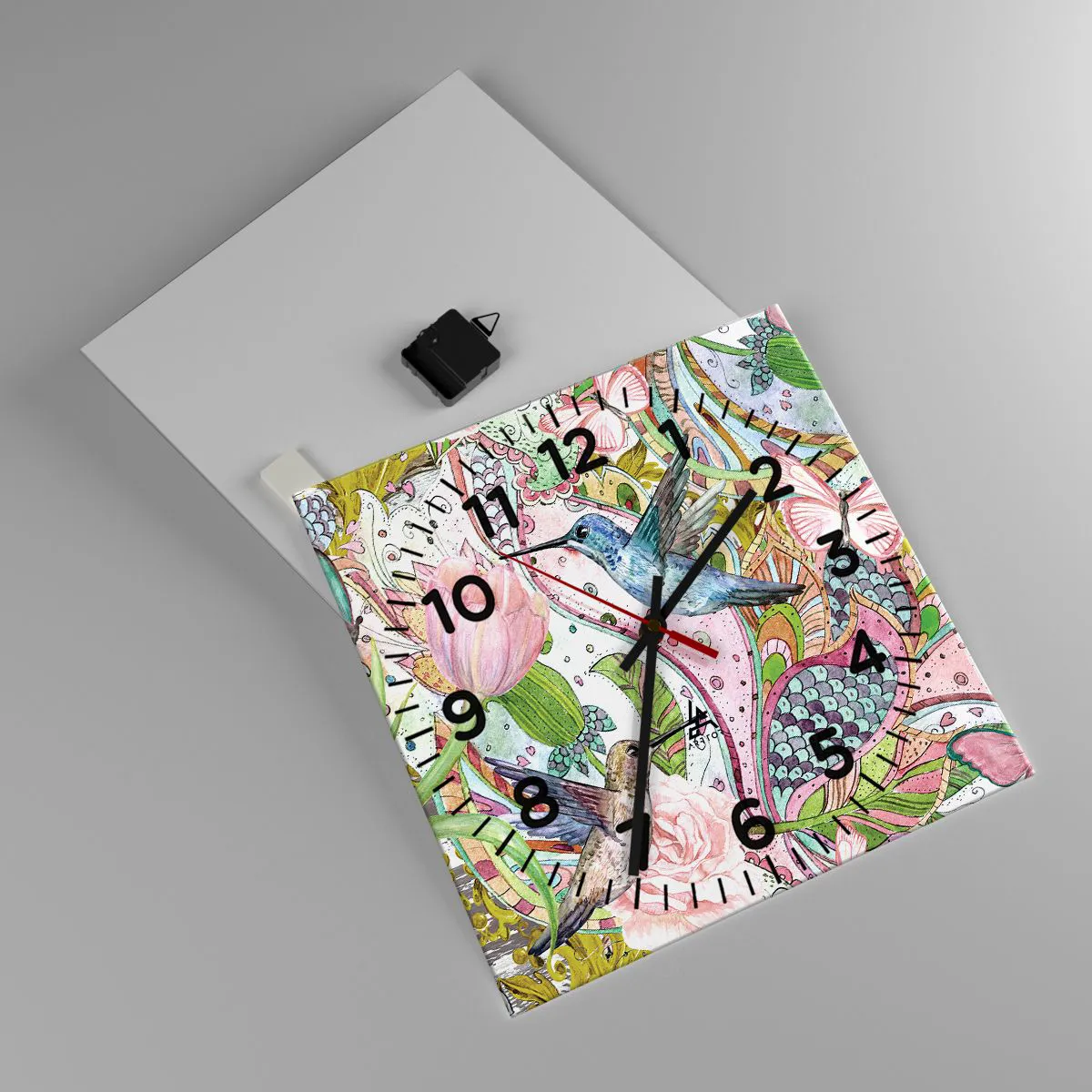 Vægur, Uret - Forviklet i vinstokkene - 40x40 cm