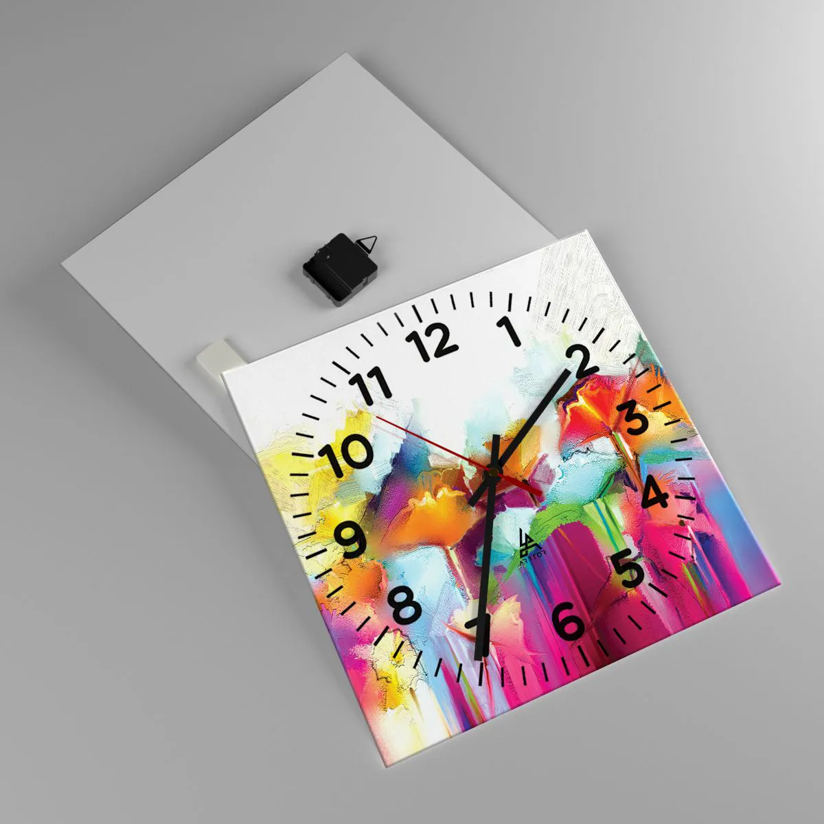 Ceas de perete - Ceas pe sticlă - Curcubeul înflorit - 40x40 cm