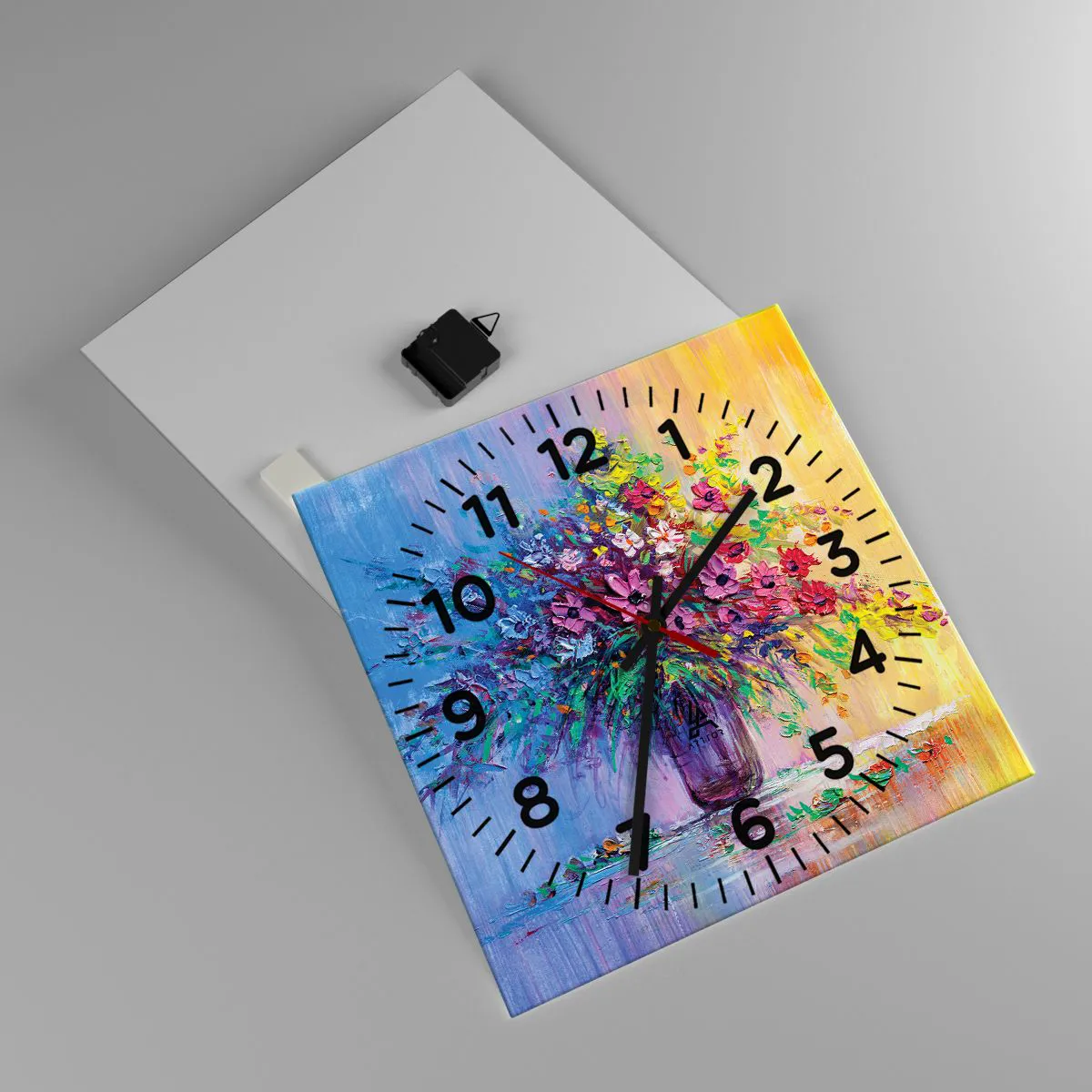 Ceas de perete - Ceas pe sticlă - Darul unei pajiști de vară - 40x40 cm
