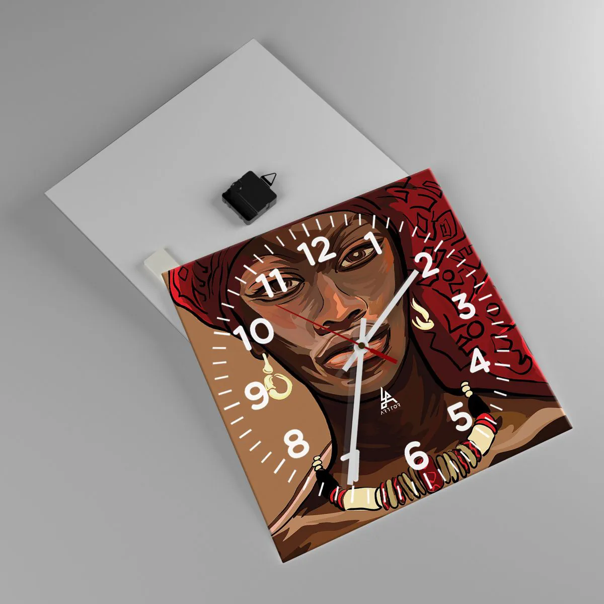 Wall clock - Clock on glass - Ebony Venus - 40x40 cm