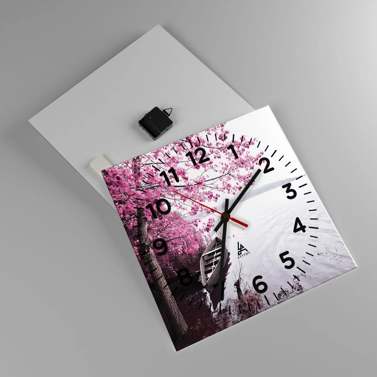 Relógio de parede - Relógio em vidro - Em silêncio cor-de-rosa - 40x40 cm