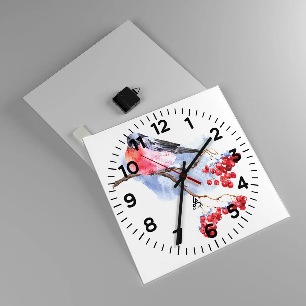 Reloj de pared - Reloj de vidrio - Invierno en color - 40x40 cm