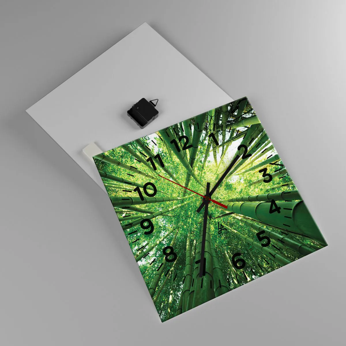 Ceas de perete - Ceas pe sticlă - Într-o pădure de bambus - 40x40 cm