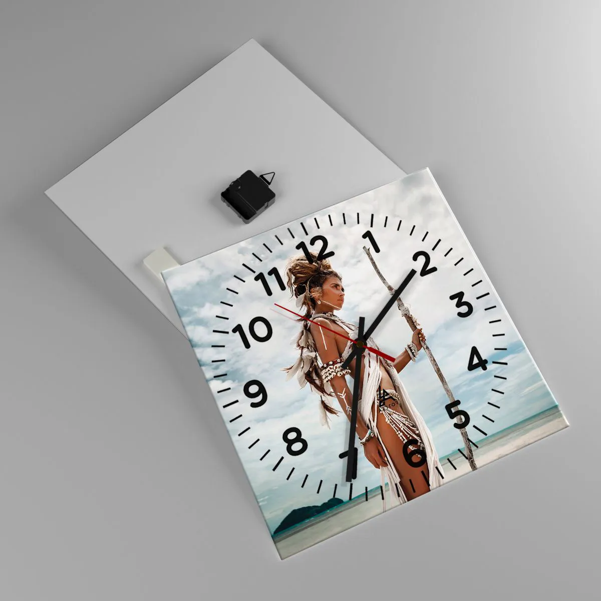 Wall clock - Clock on glass - Queen of the Tropics - 40x40 cm