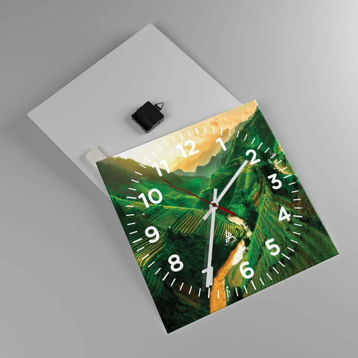 Wanduhr - Glasuhr - Vietnamesisches Tal - 40x40 cm