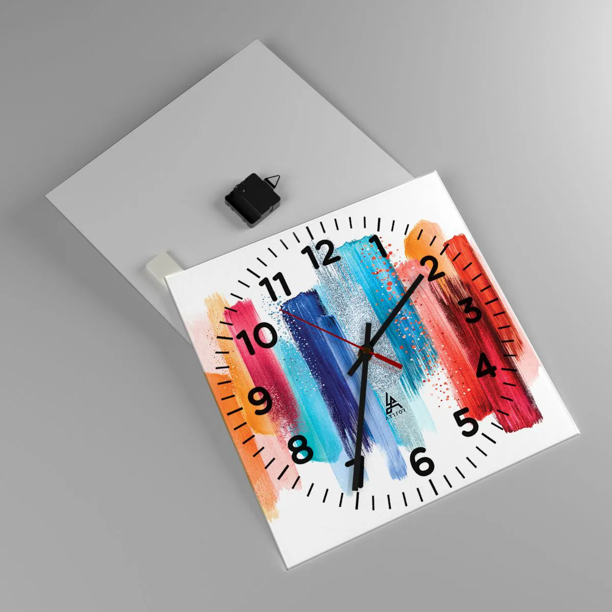 Reloj de pared - Reloj de vidrio - Arriba y abajo - 40x40 cm