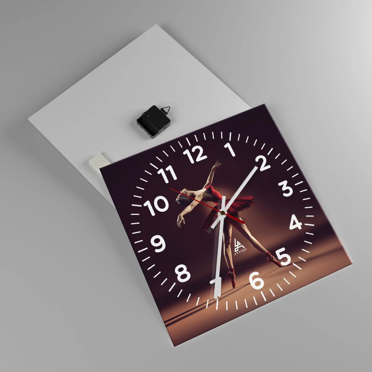 Wanduhr - Glasuhr - Eine Primaballerina - 40x40 cm