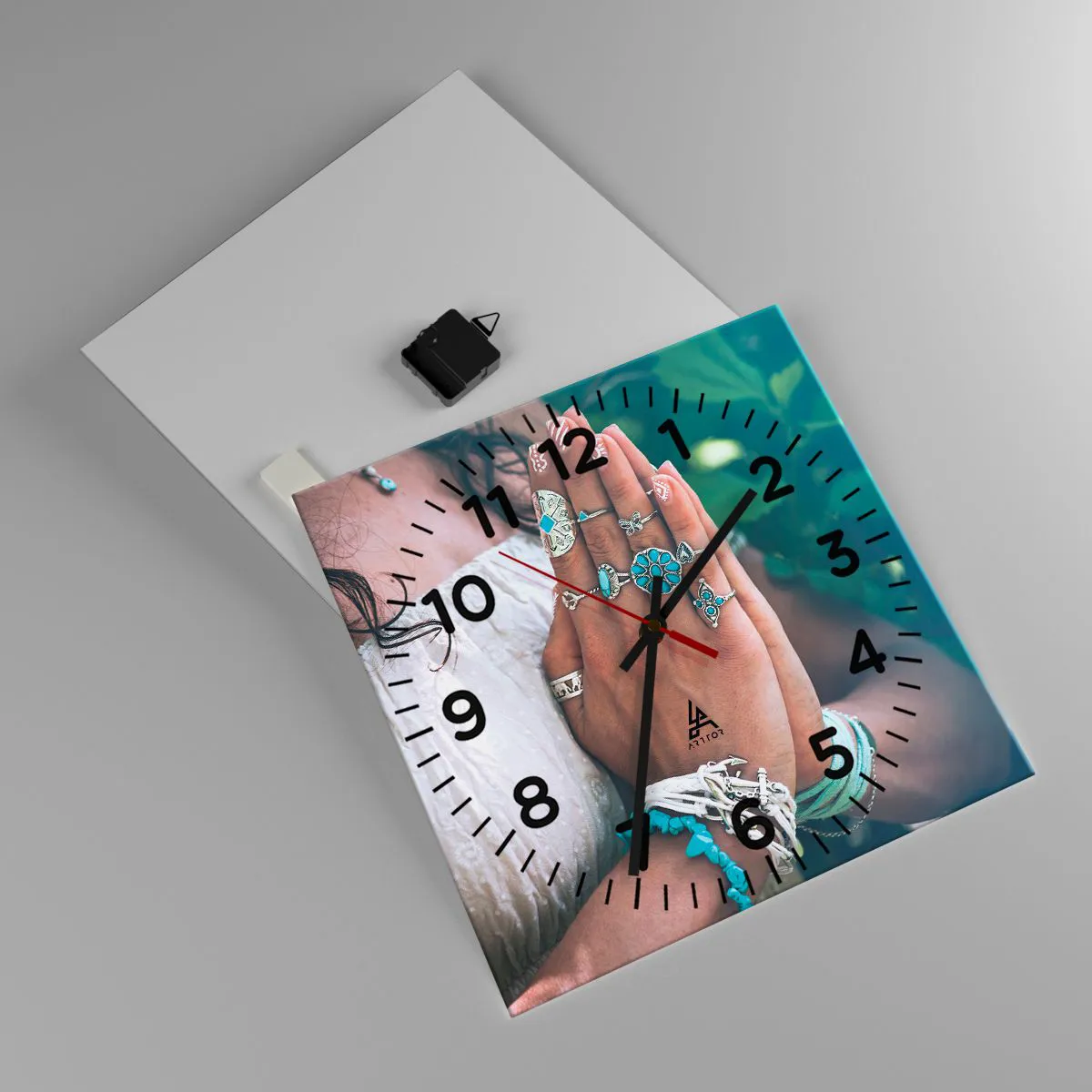 Wall clock - Clock on glass - Welcome to the Centre of Wellbeing - 40x40 cm
