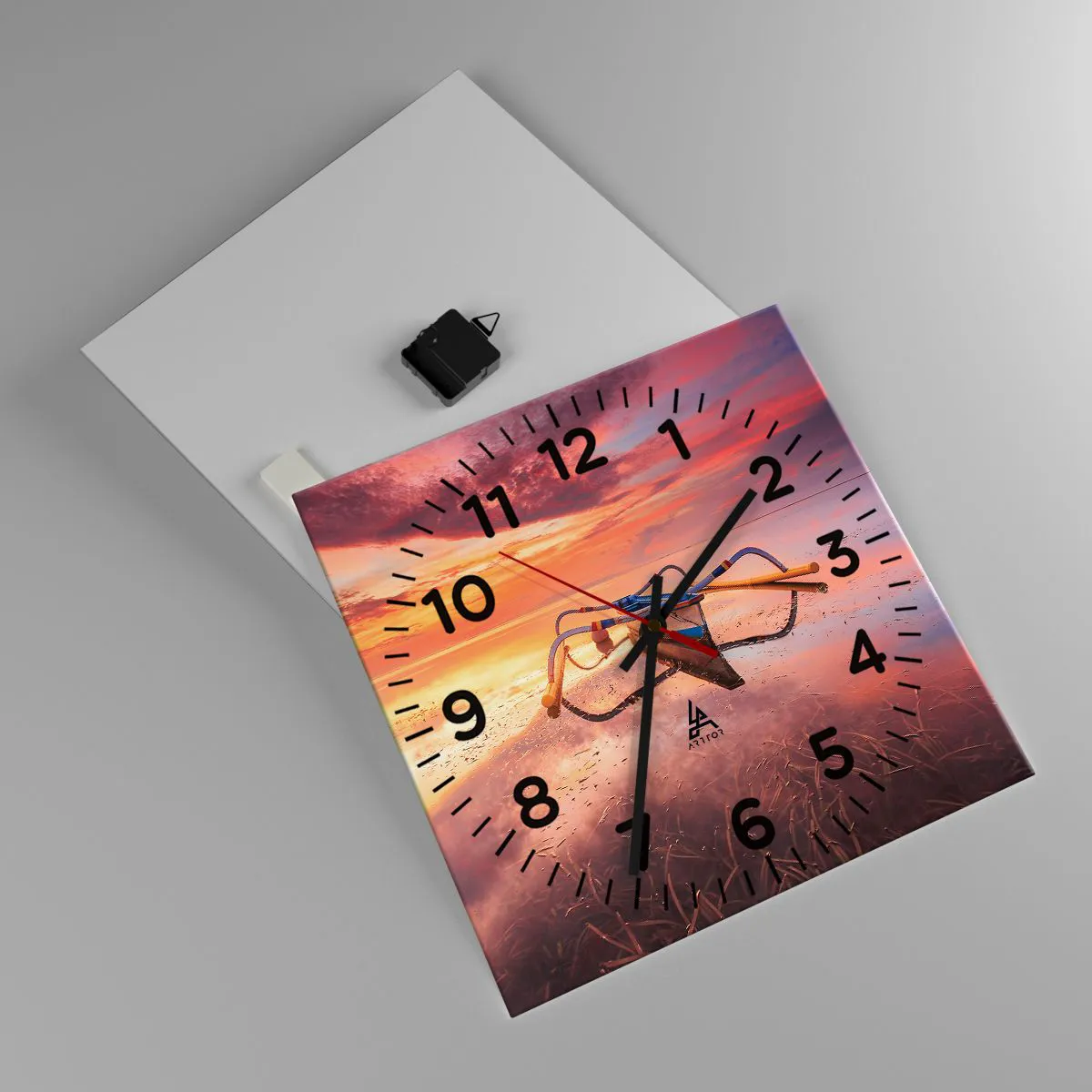 Ceas de perete - Ceas pe sticlă - Liniștea unei seri tropicale - 40x40 cm