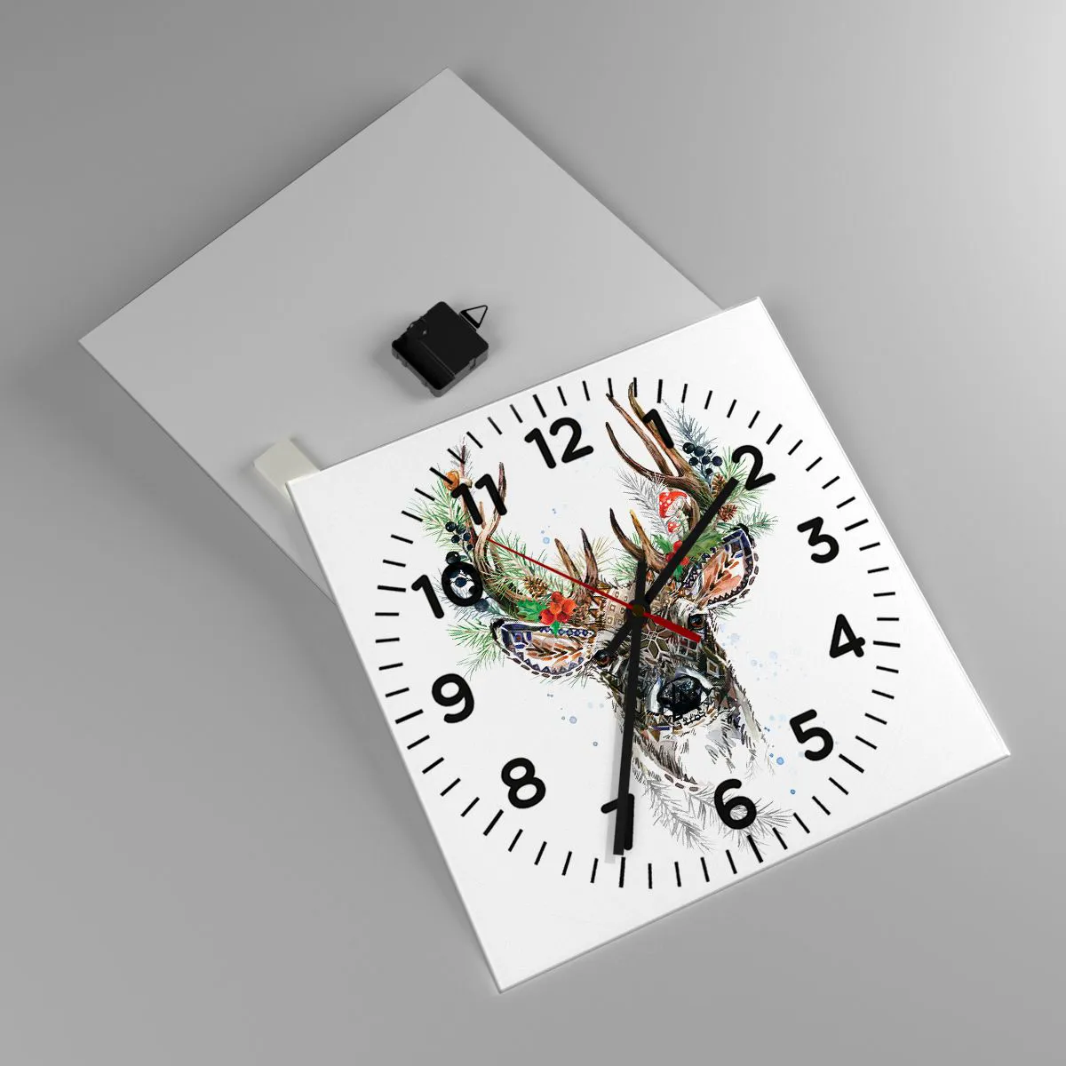 Väggklocka - Klocka på glas - I högtidskläder - 40x40 cm