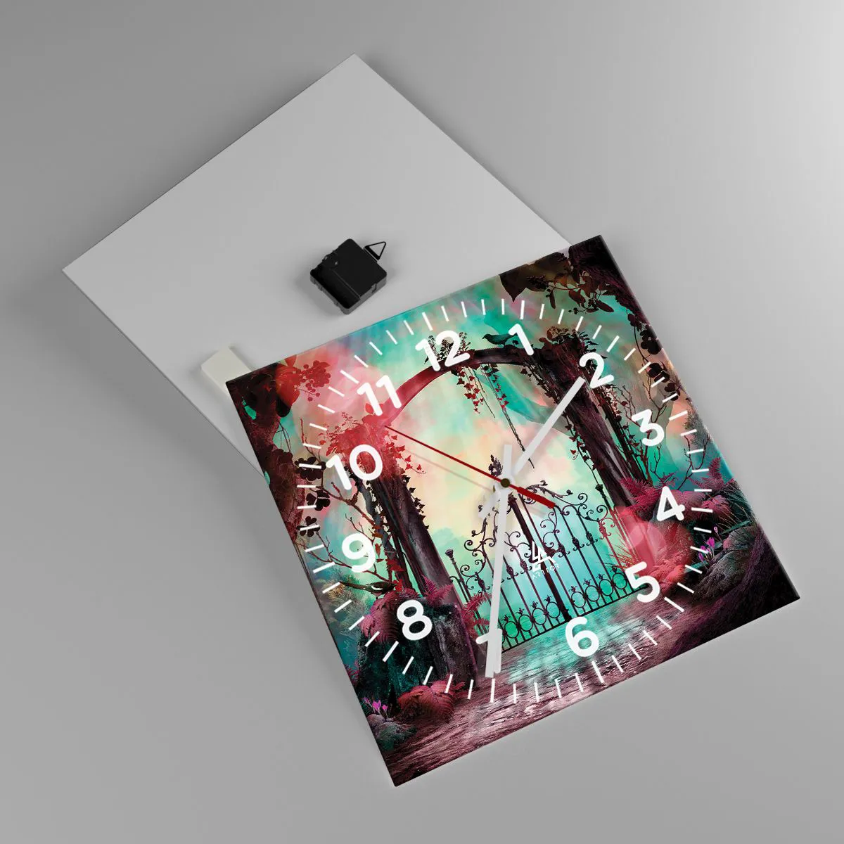 Wanduhr - Glasuhr - Geheimer Garten - 40x40 cm