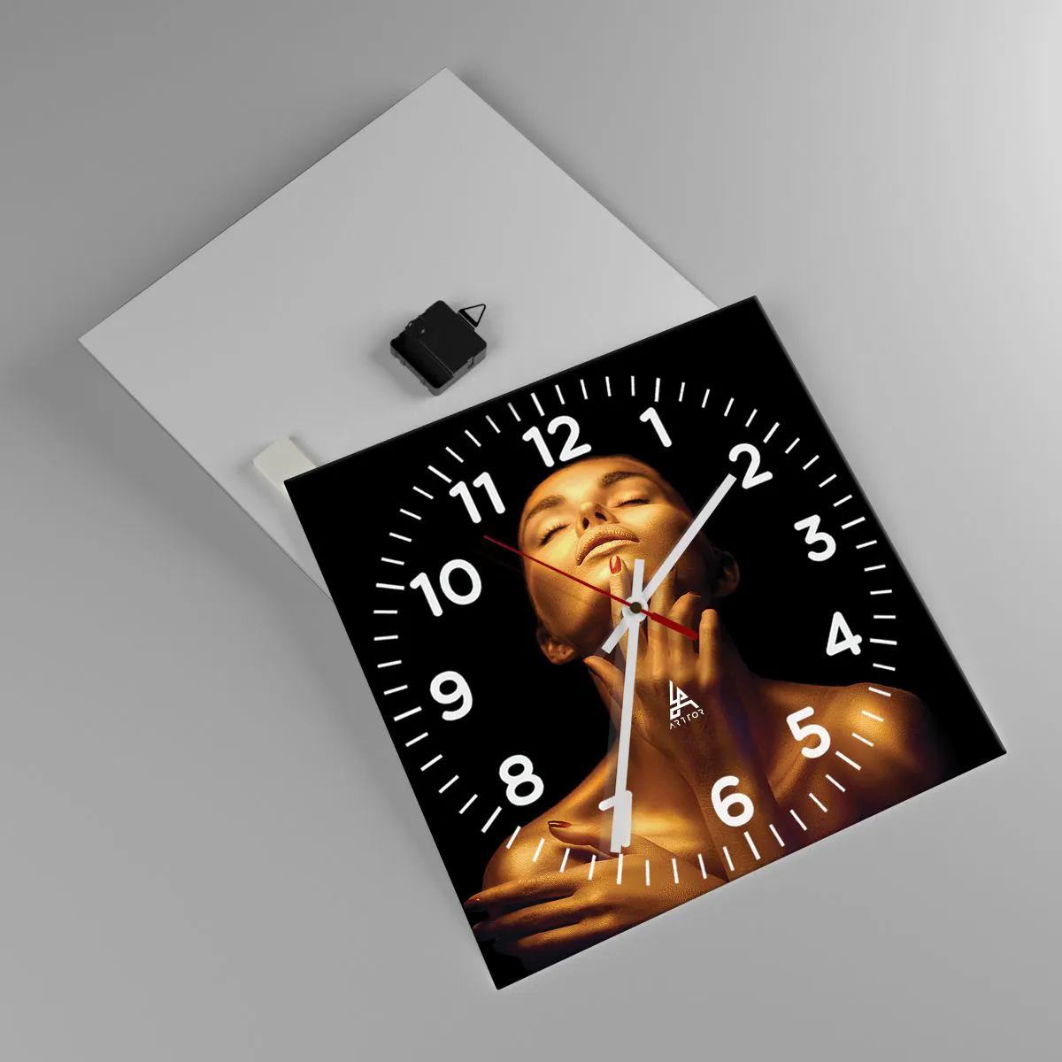 Ceas de perete - Ceas pe sticlă - Ca mătasea aurie - 40x40 cm