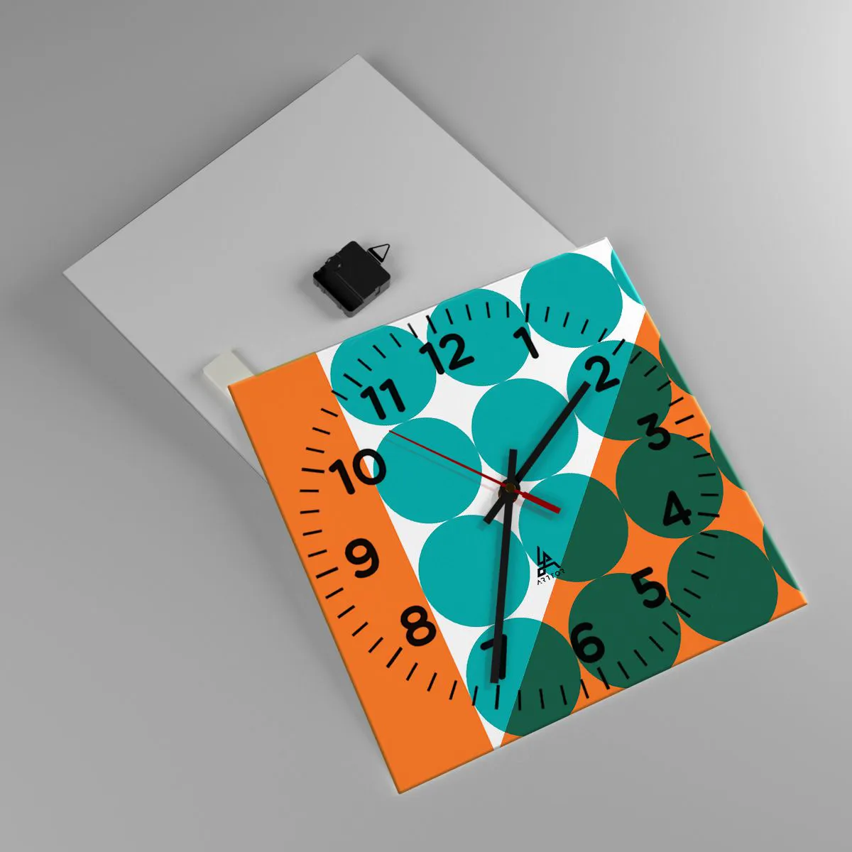 Relógio de parede - Relógio em vidro - Para cima e na diagonal - 40x40 cm