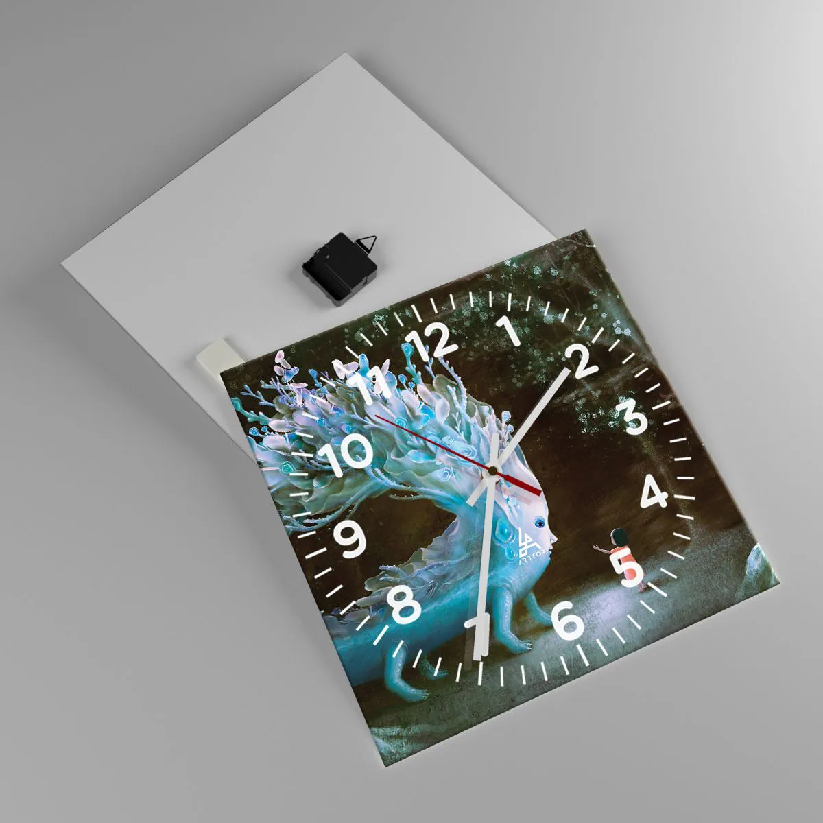 Väggklocka - Klocka på glas - Fantastiskt möte - 40x40 cm