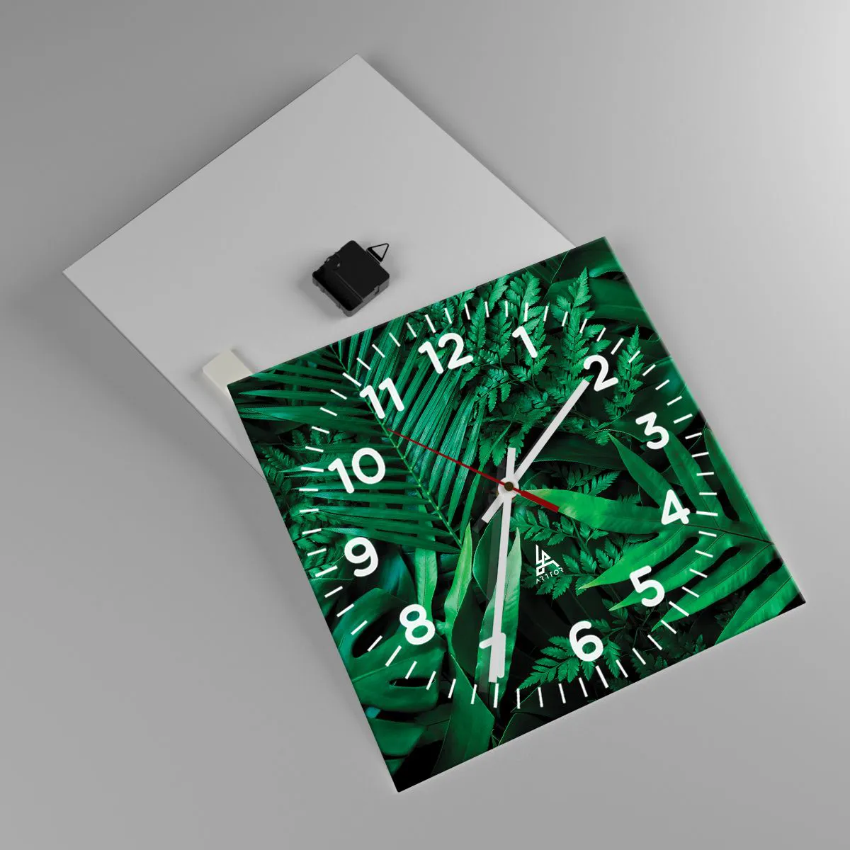 Ceas de perete - Ceas pe sticlă - Înfășurate în verde - 40x40 cm