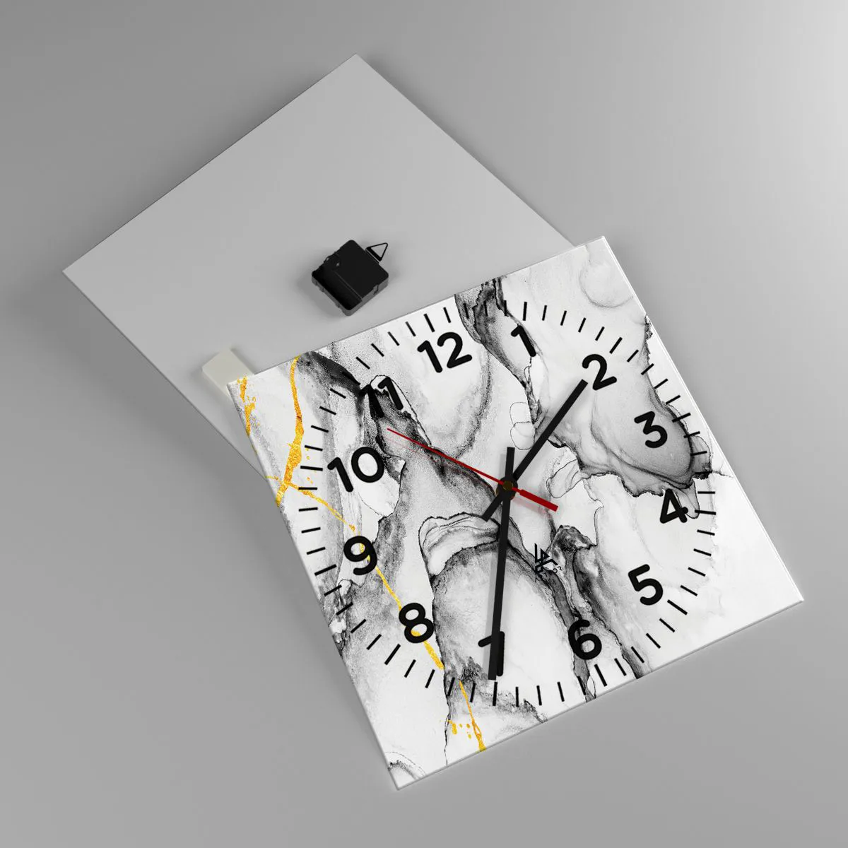 Wanduhr - Glasuhr - Komposition mit Goldmotiv - 40x40 cm