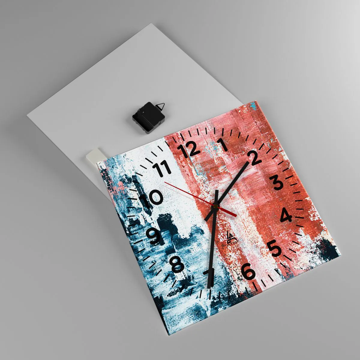 Wanduhr - Glasuhr - Fünfzig-Fünfzig abstrakt - 40x40 cm