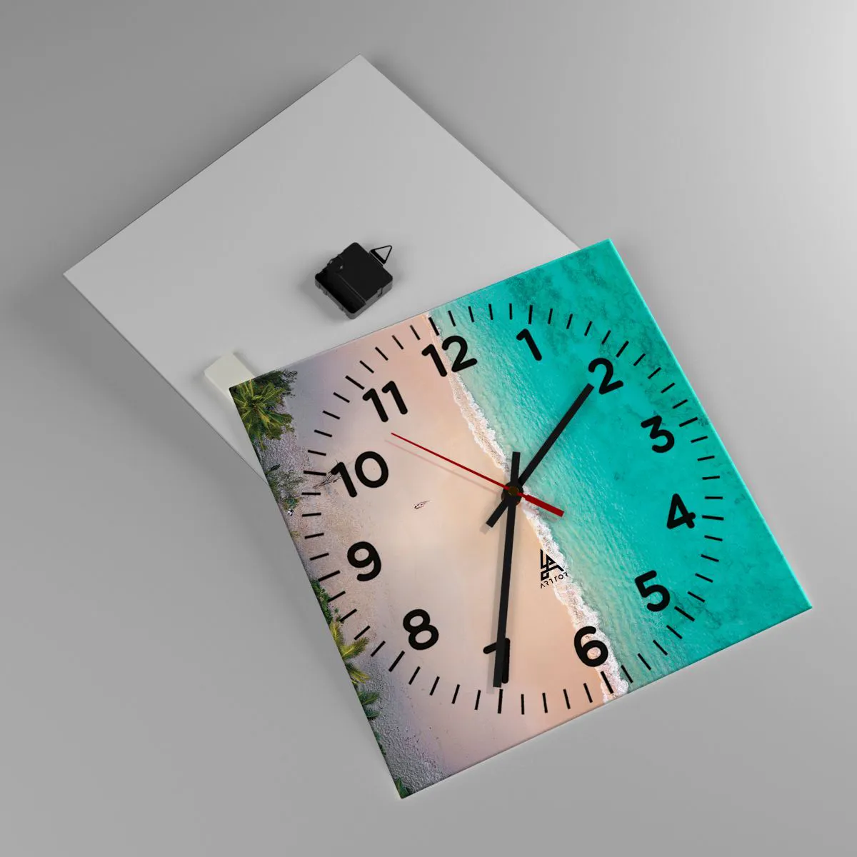 Wanduhr - Glasuhr - Paradiesstrand - 40x40 cm