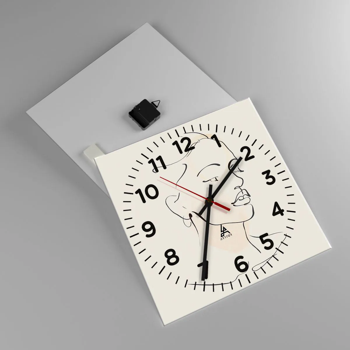 Ceas de perete - Ceas pe sticlă - Cu o linie sigură - 40x40 cm