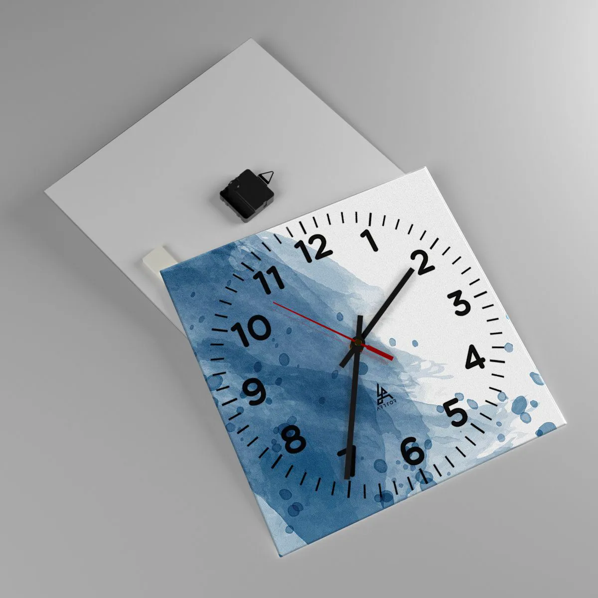 Relógio de parede - Relógio em vidro - Tule azul - 40x40 cm