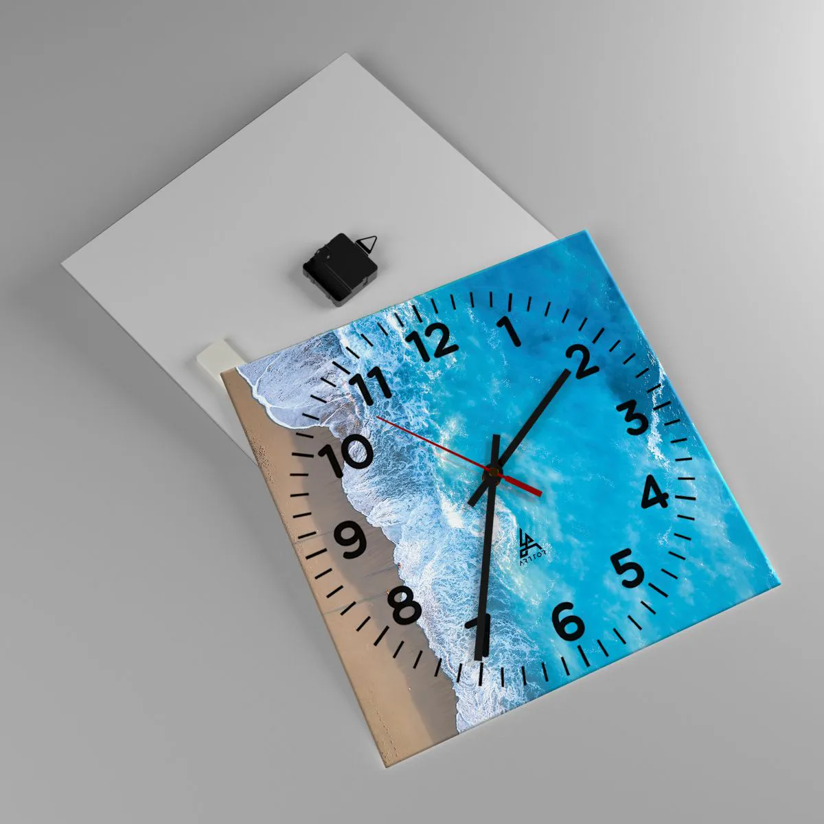 Reloj de pared - Reloj de vidrio - El poder del azul - 40x40 cm