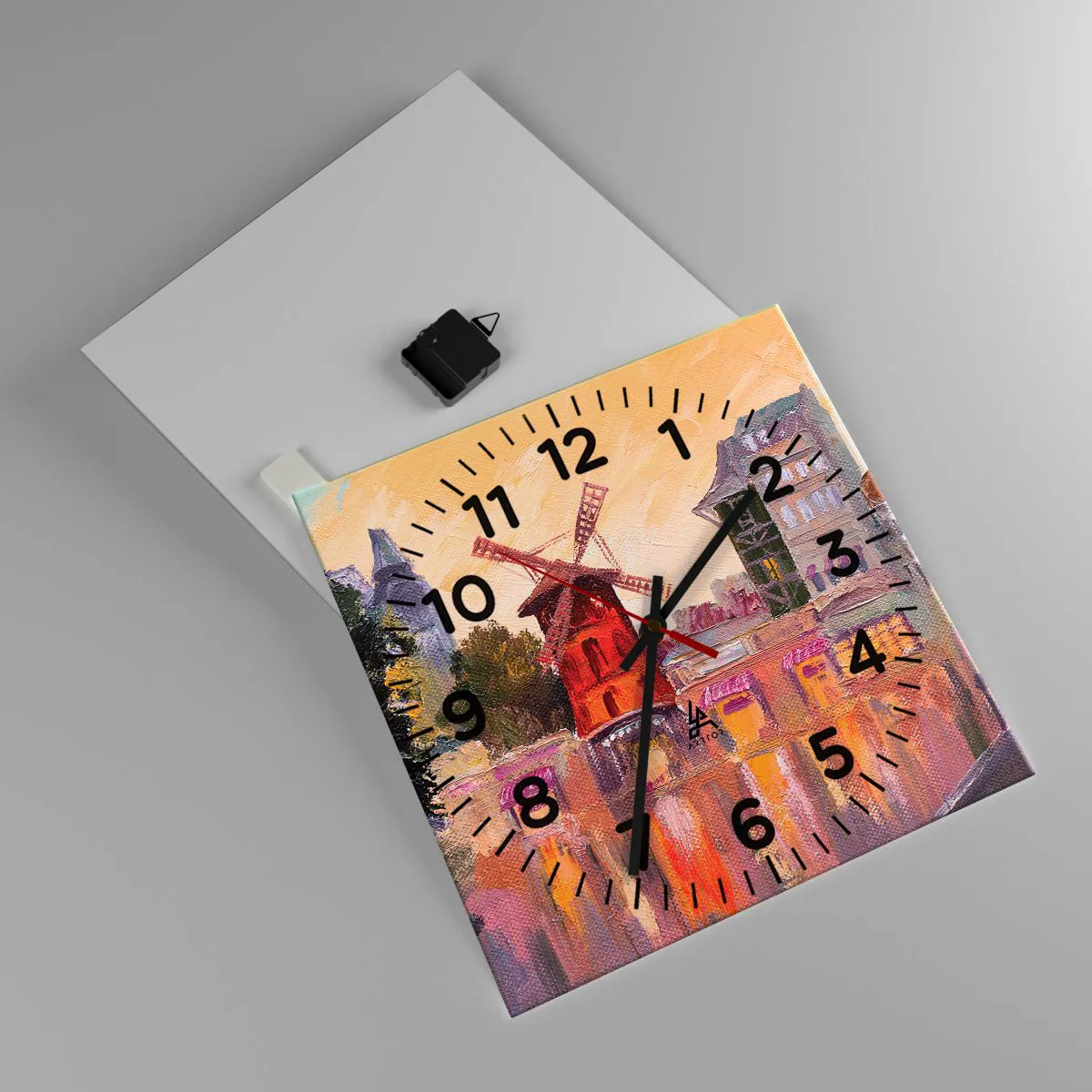 Wanduhr - Glasuhr - Pariser Ikonen – Moulin Rouge - 40x40 cm