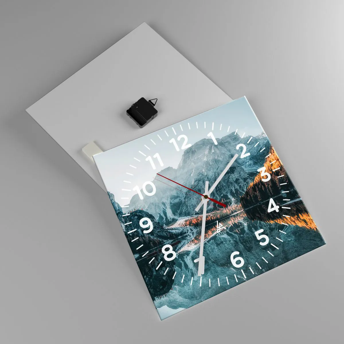 Wanduhr - Glasuhr - Spiegellandschaft - 40x40 cm