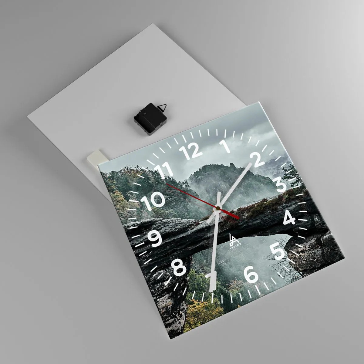 Wanduhr - Glasuhr - Abenteuer beginnt gleich - 40x40 cm