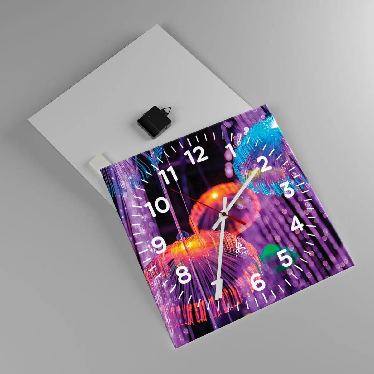 Ceas de perete - Ceas pe sticlă - Fântână de lumină - 40x40 cm