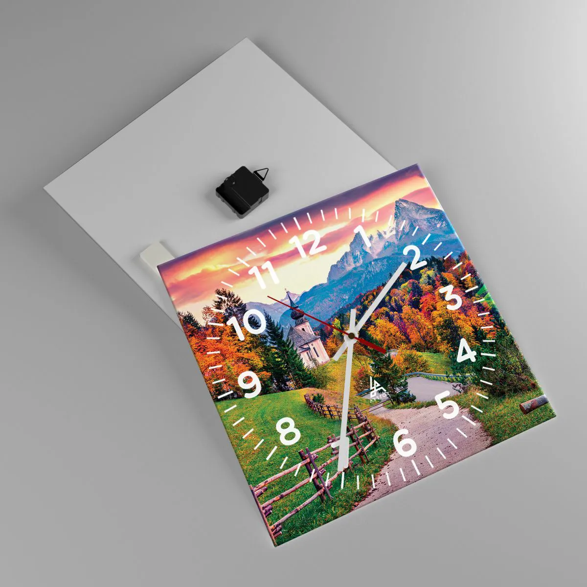 Reloj de pared - Reloj de vidrio - Paisaje como una pintura - 40x40 cm