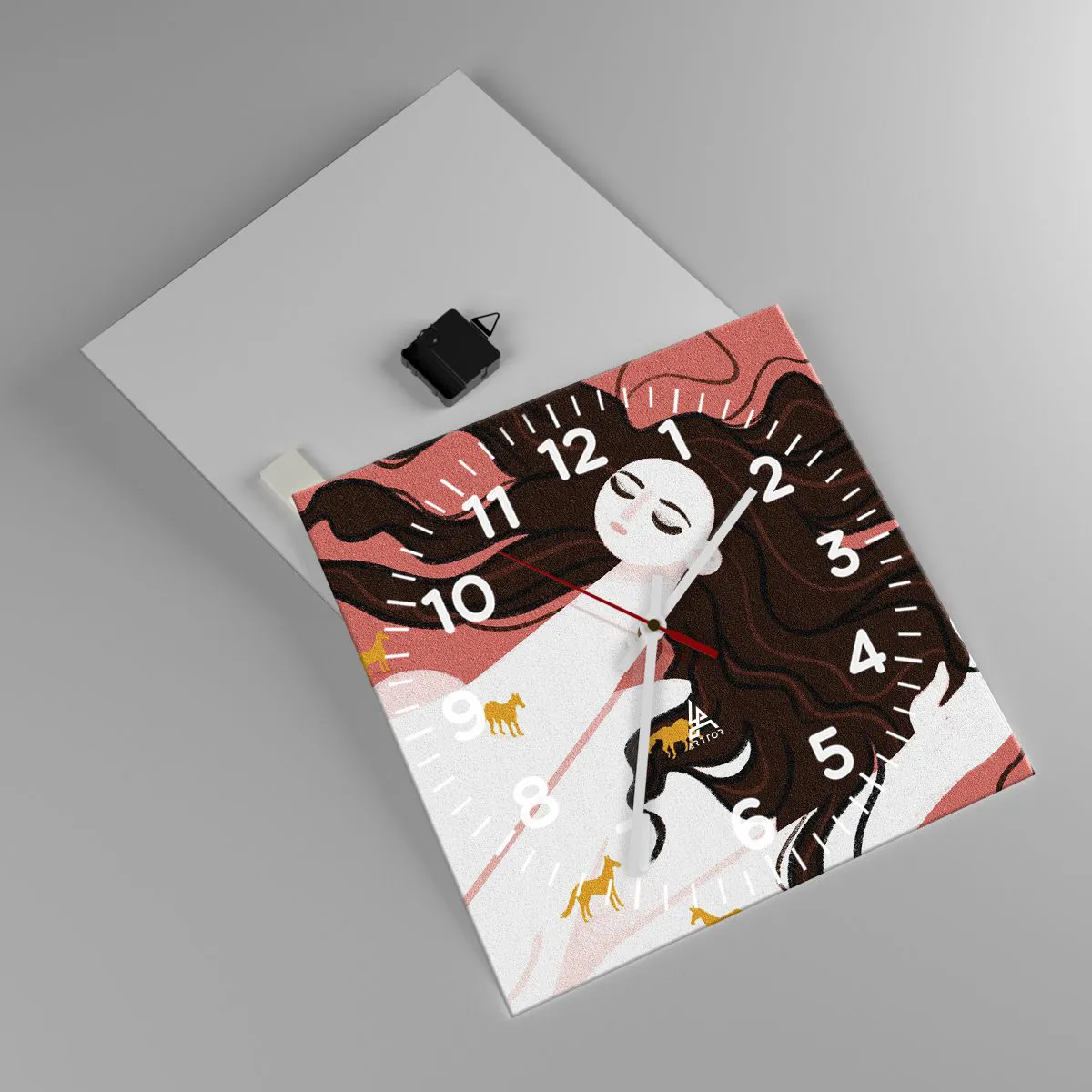 Wanduhr - Glasuhr - Traum von einem goldenen Pferd - 40x40 cm