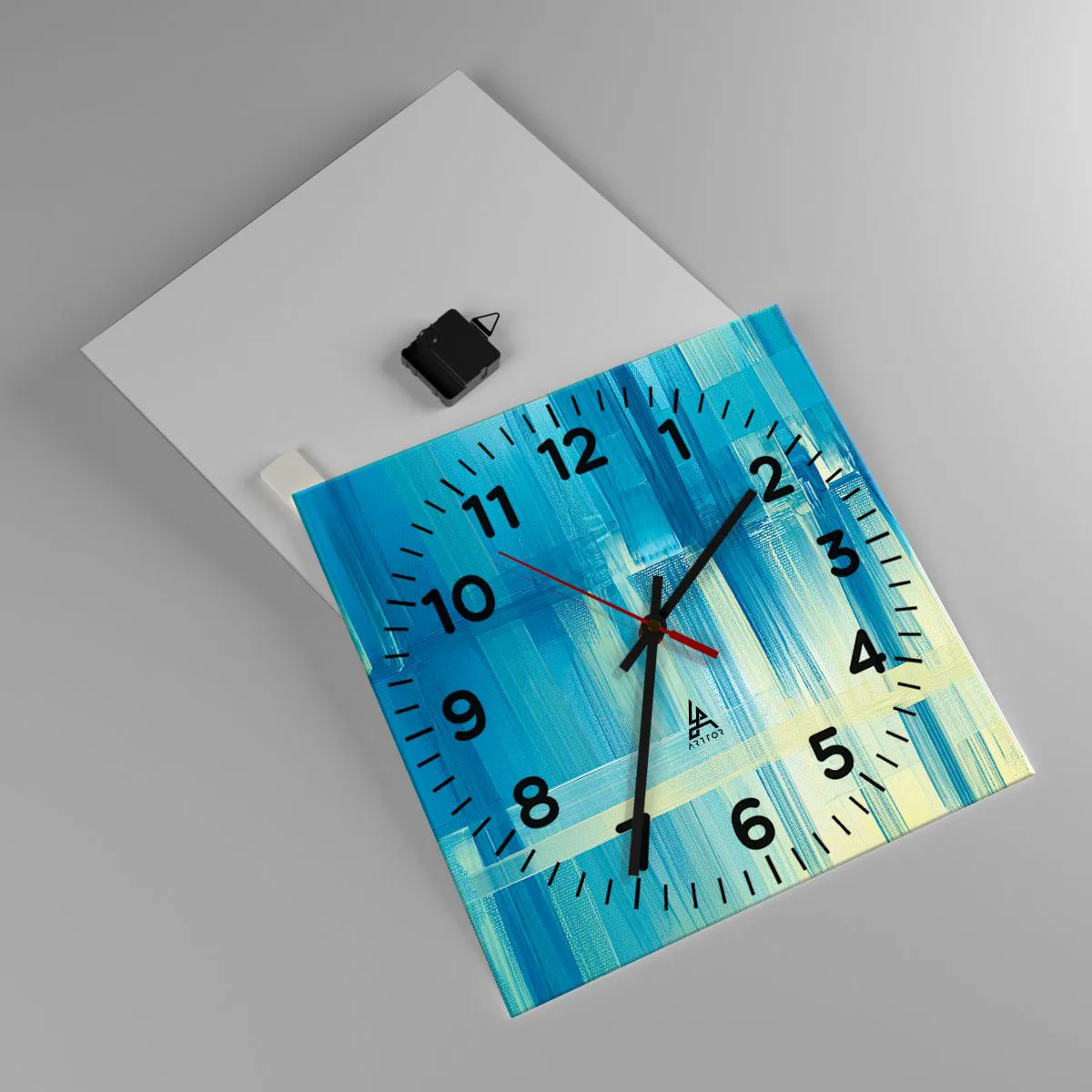 Reloj de pared - Reloj de vidrio - Composición en turquesa - 40x40 cm