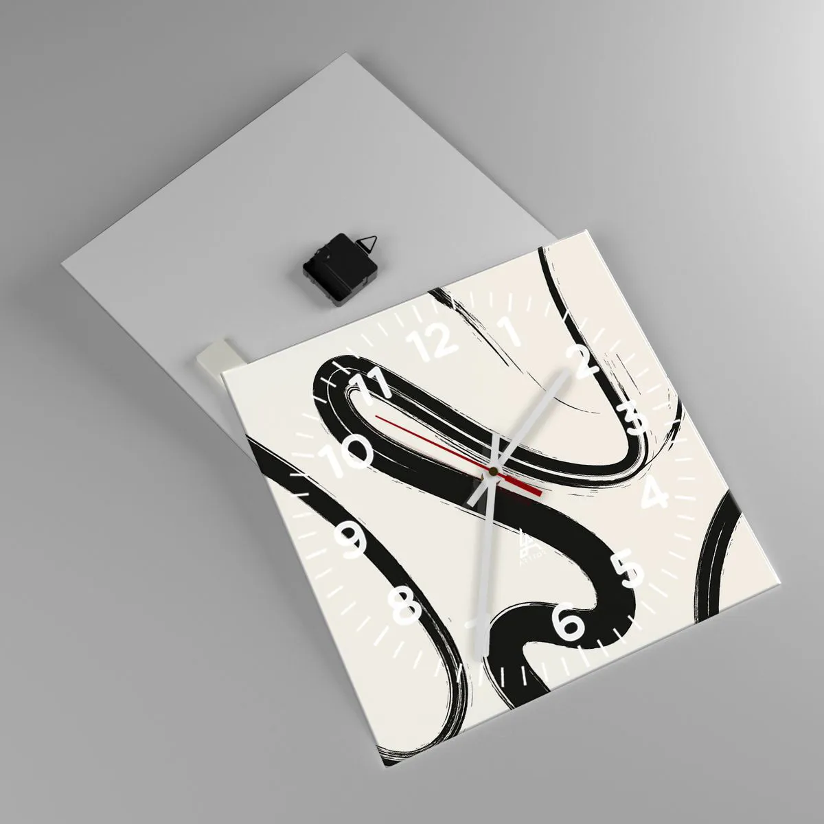 Ceas de perete - Ceas pe sticlă - Capriciu în alb și negru - 40x40 cm