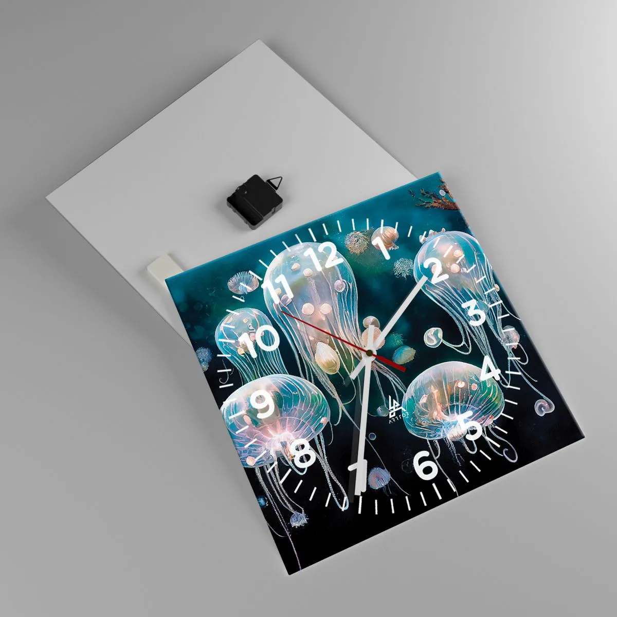 Ceas de perete - Ceas pe sticlă - Balul subacvatic - 40x40 cm