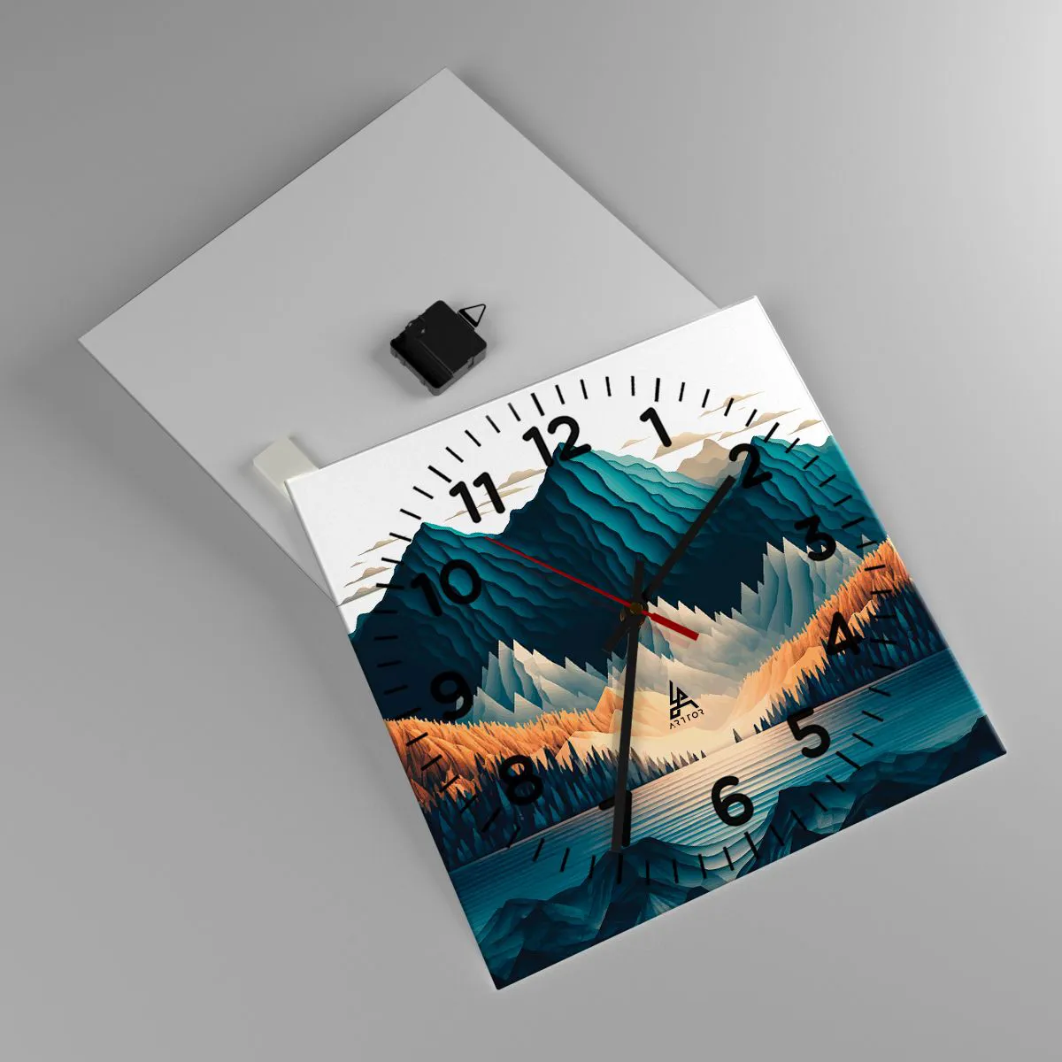 Reloj de pared - Reloj de vidrio - Paisaje perfecto de montañas - 40x40 cm