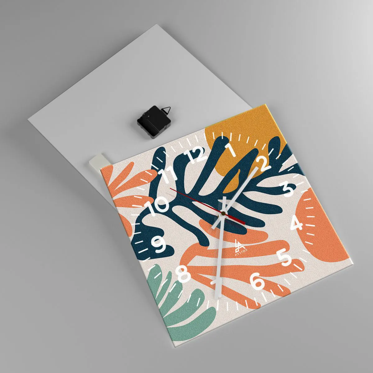 Relógio de parede - Relógio em vidro - Mares de coral - 40x40 cm