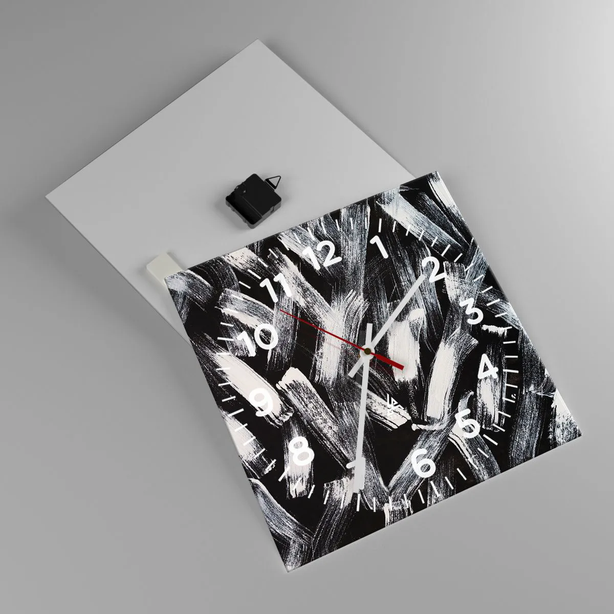 Ceas de perete - Ceas pe sticlă - Abstracție în spirit industrial - 40x40 cm