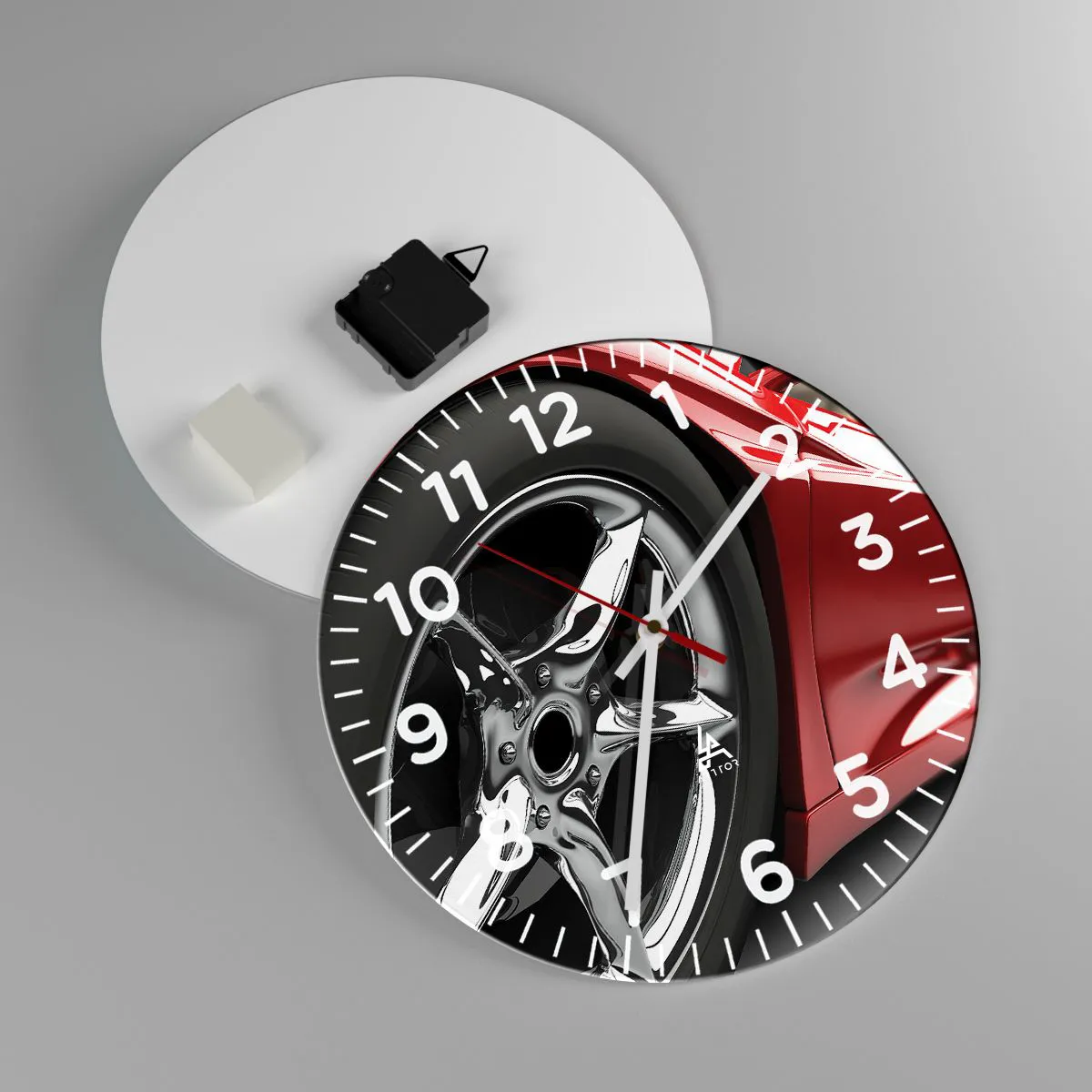 Ceas de perete - Ceas pe sticlă - Construit pentru viteză - 30x30 cm