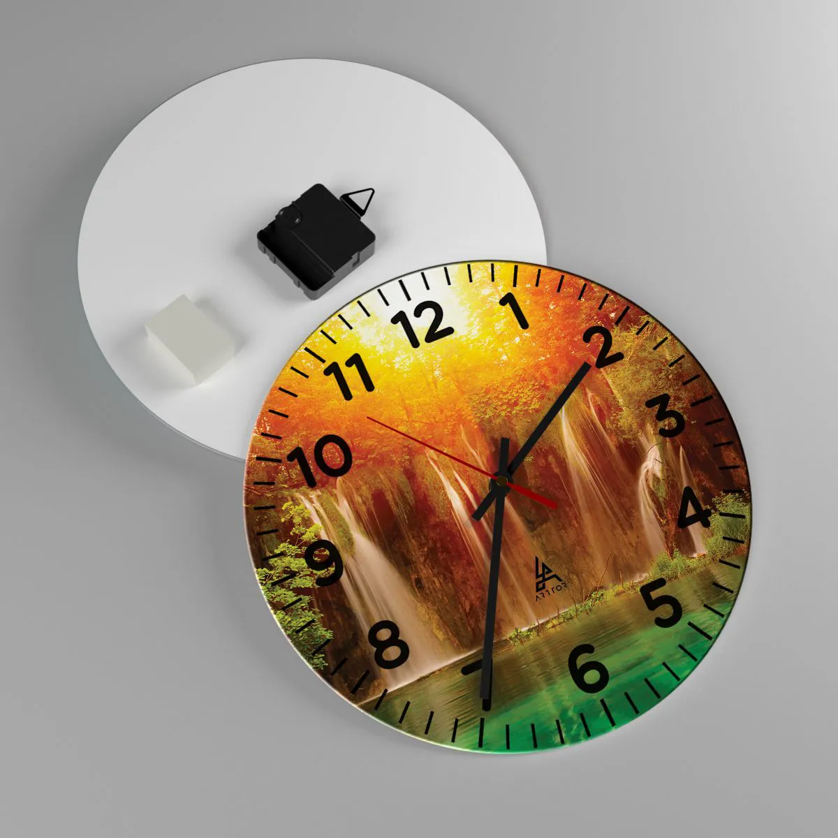 Relógio de parede - Relógio em vidro - Ao sol e à sombra - 30x30 cm