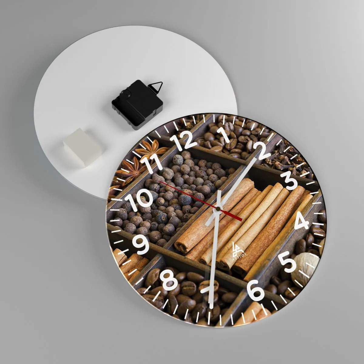 Horloge murale - Pendule murale - Trésor d'arômes - 30x30 cm