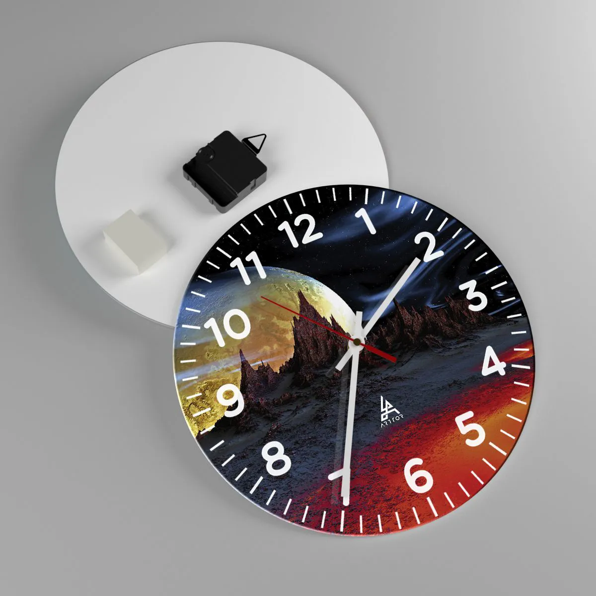 Relógio de parede - Relógio em vidro - Mundo desconhecido - 30x30 cm