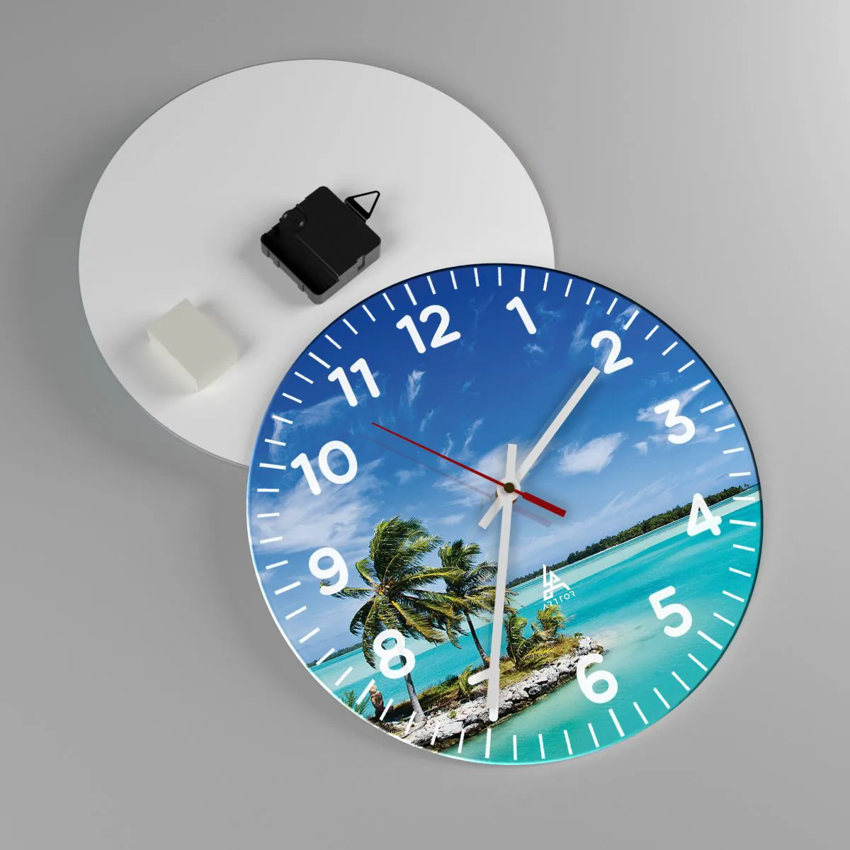 Ceas de perete - Ceas pe sticlă - Paradisul pe pământ - 30x30 cm