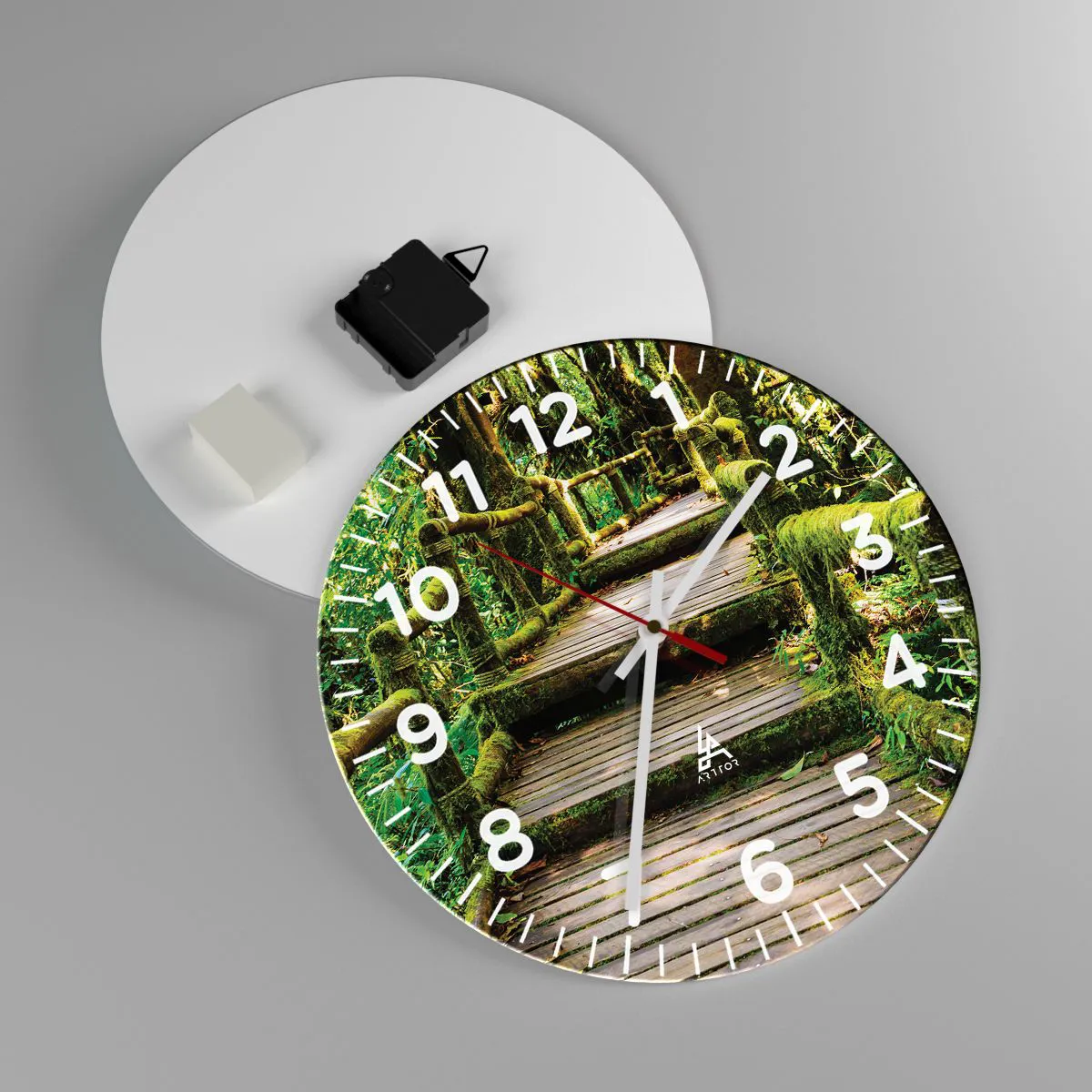 Wanduhr - Glasuhr - Ein Korridor voller Grün - 30x30 cm