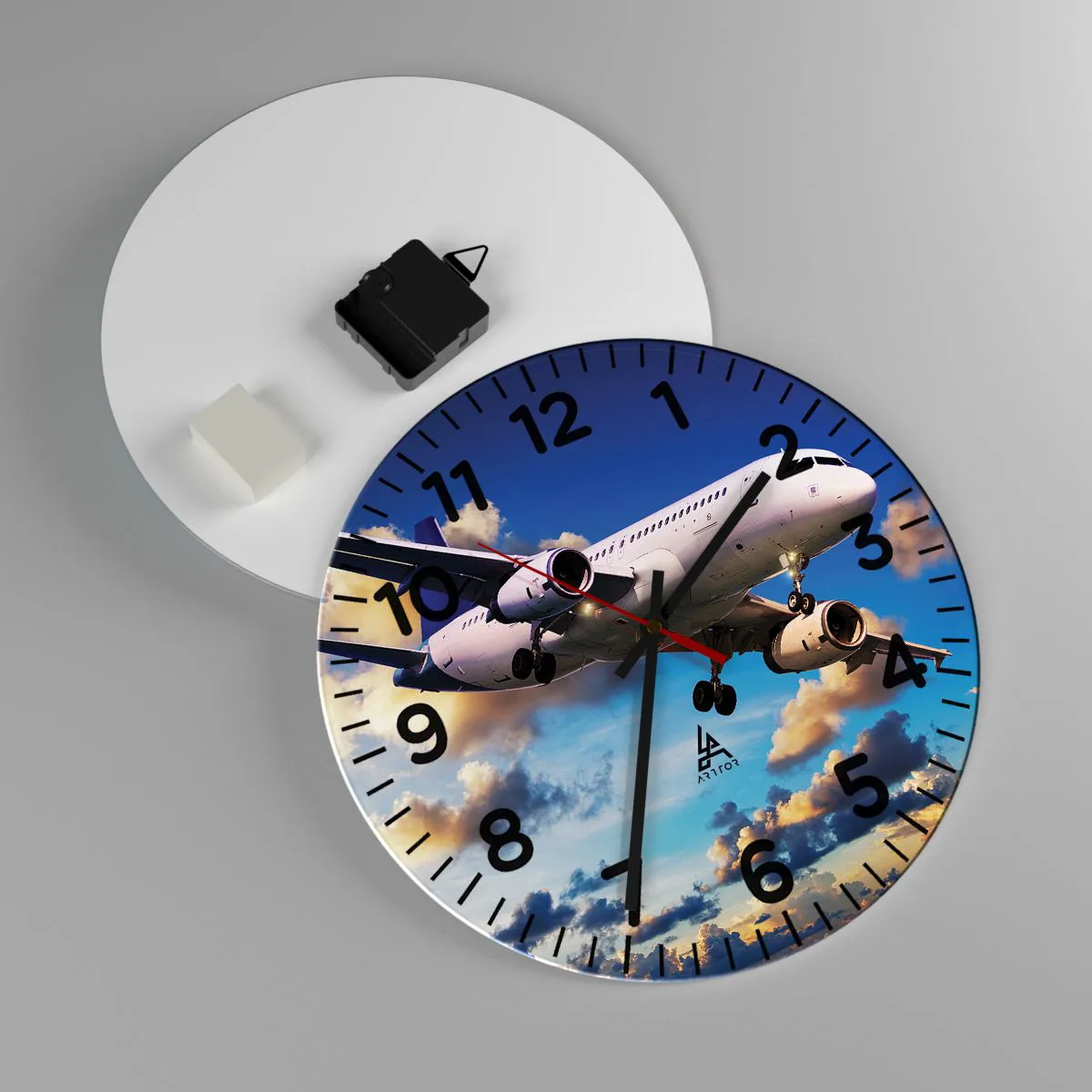 Wandklok - Klok - Een reis in wit en blauw - 30x30 cm