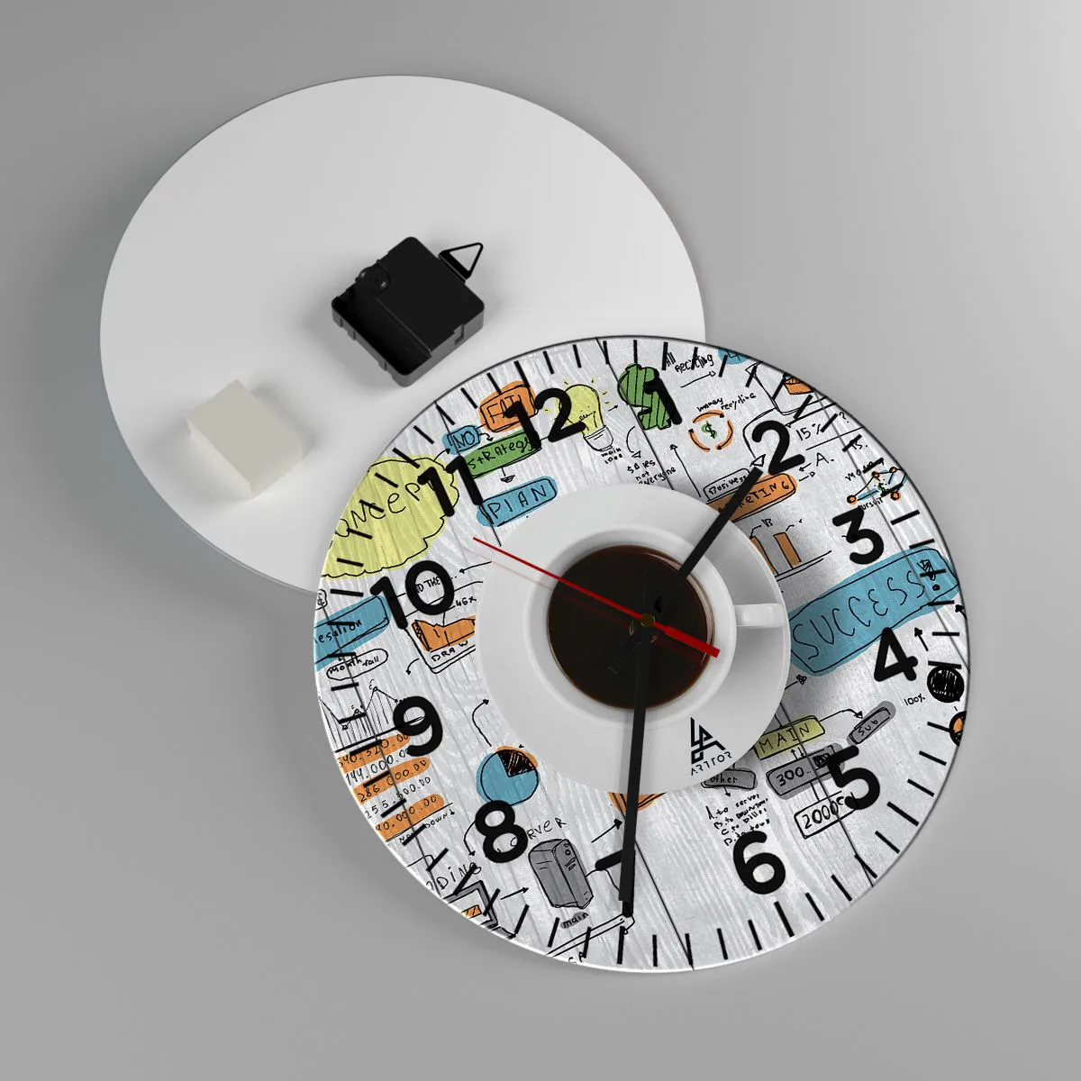 Wanduhr - Glasuhr - Zeit für eine Pause - 30x30 cm