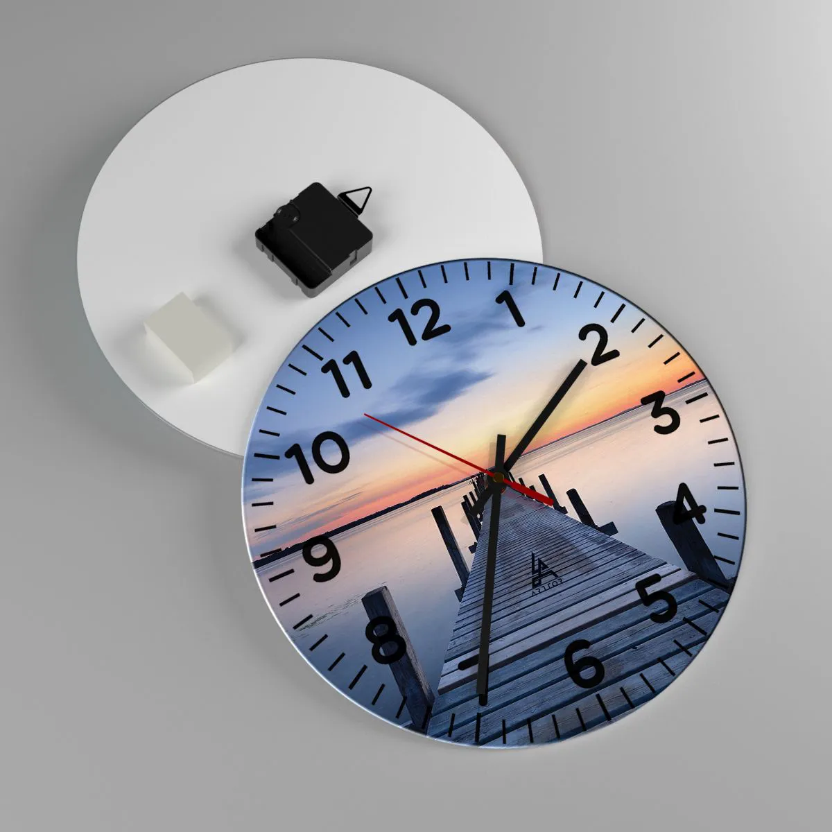 Väggklocka - Klocka på glas - Klara solnedgångens ro - 30x30 cm