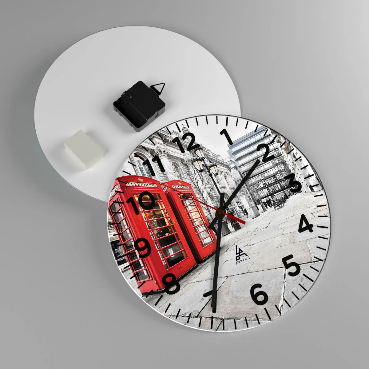 Relógio de parede - Relógio em vidro - Bem-vindo a Londres - 30x30 cm