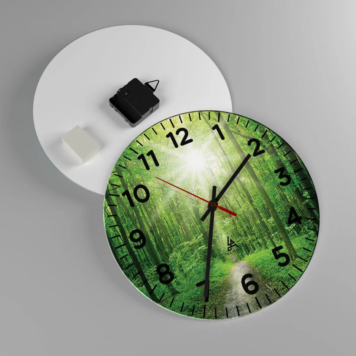 Wall clock - Clock on glass - Green Cathedral - 30x30 cm